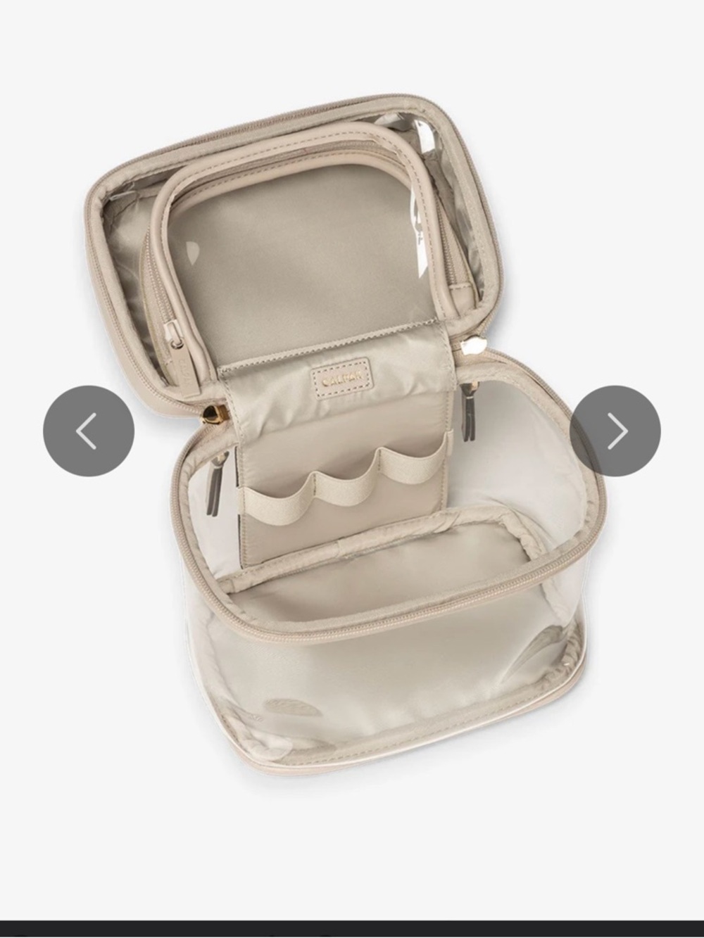 Calpak Clear Beige Top-Handle Cosmetic Case with Gold Hardware - Picture 3 of 9